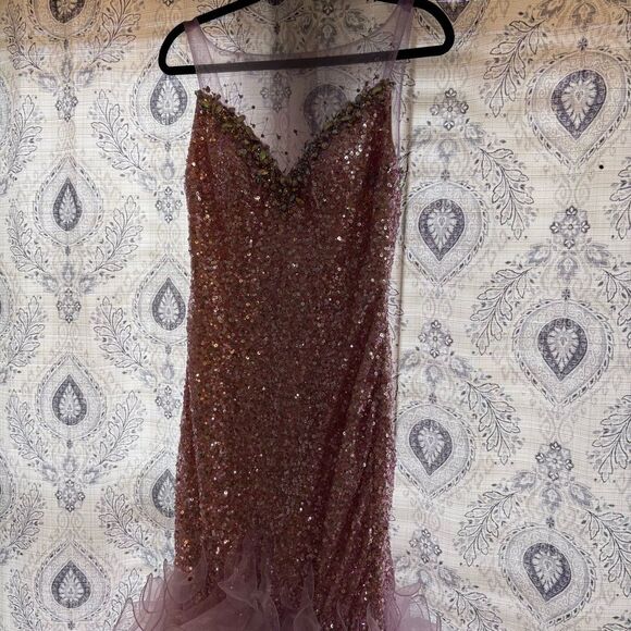 Mac‎ Duggal Lavender Sequin Prom Dress Size 6 - Picture 5 of 14
